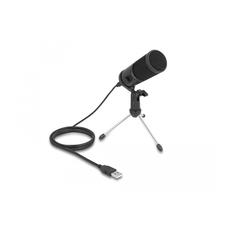 Delock USB Kondensator Mikrofon mit Ständer 24 Bit / 192 kHz für PC und Notebook