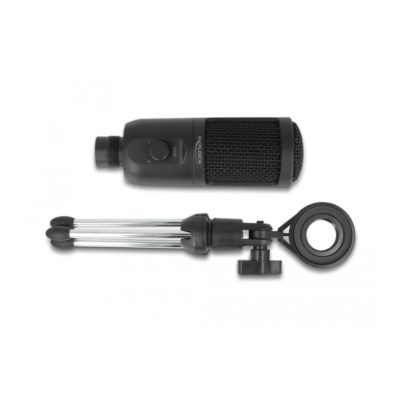 Delock USB Kondensator Mikrofon mit Ständer 24 Bit / 192 kHz für PC und Notebook