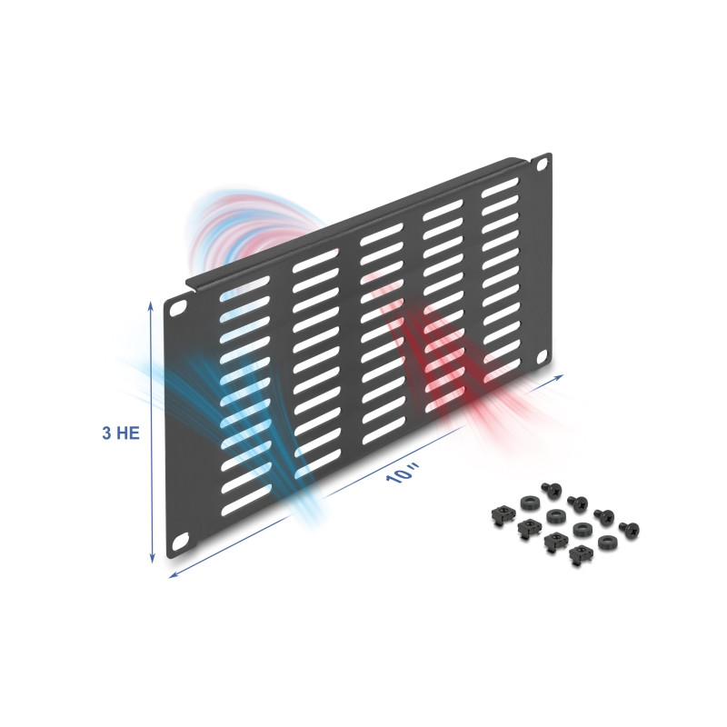 Delock 10″ Netzwerkschrank Panel mit Lüftungsschlitzen horizontal 3 HE schwarz