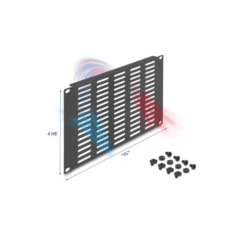 Delock 10″ Netzwerkschrank Panel mit Lüftungsschlitzen horizontal 4 HE schwarz