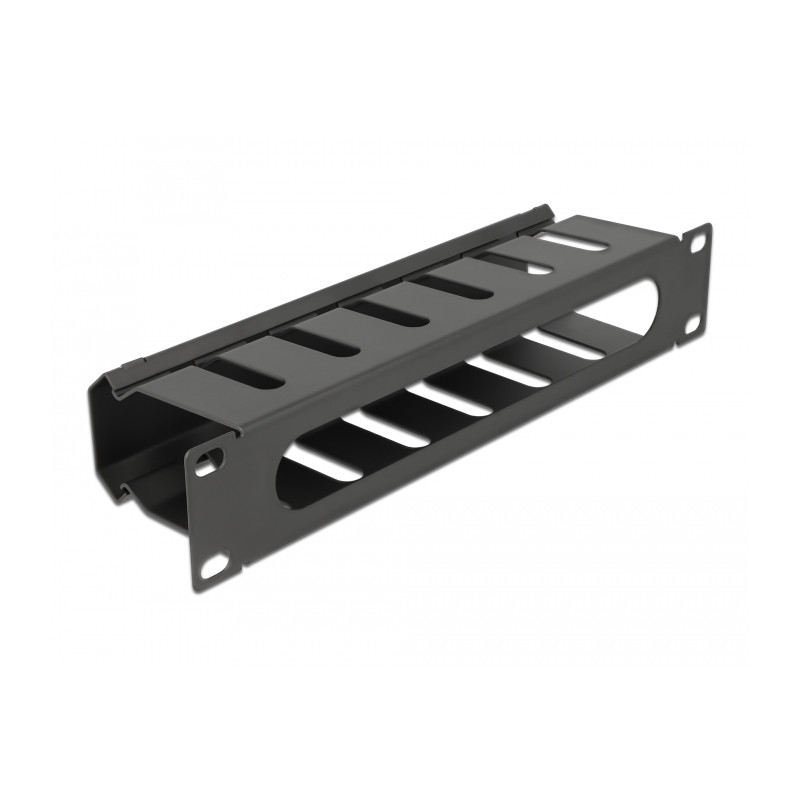 Delock 10″ Kabelmanagement Rangierpanel mit Öffnung 1 HE schwarz