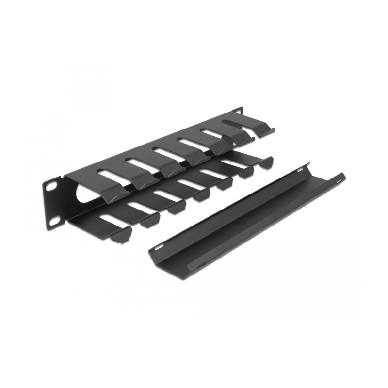 Delock 10″ Kabelmanagement Rangierpanel mit Öffnung 1 HE schwarz