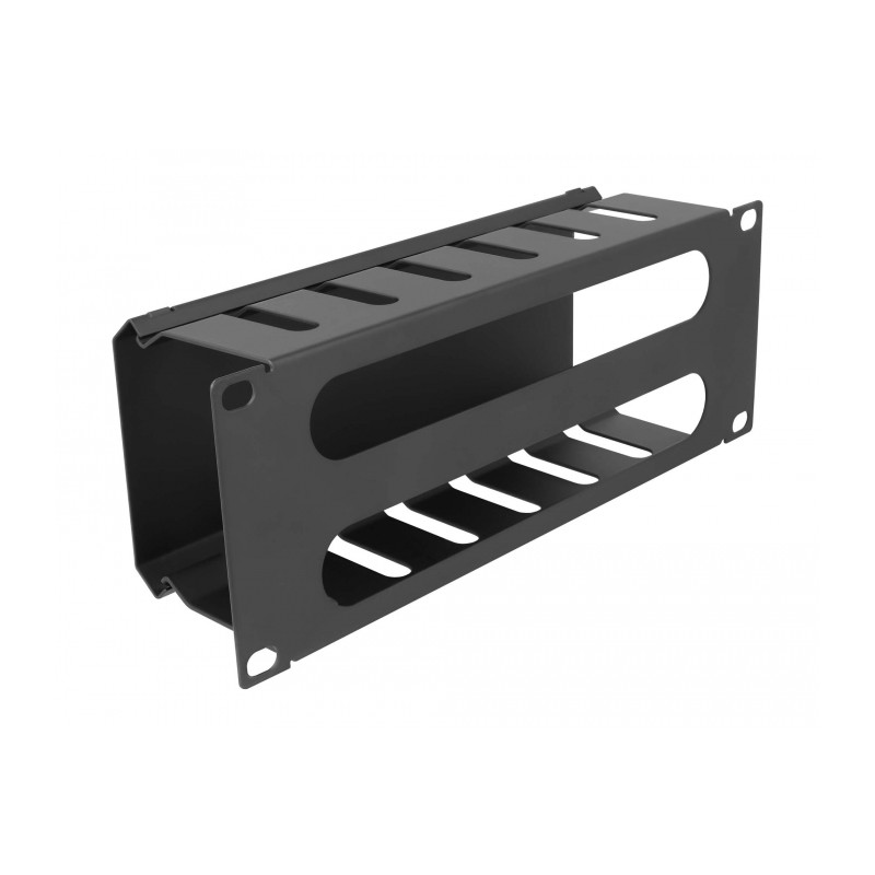 Delock 10″ Kabelmanagement Rangierpanel mit 2 Öffnungen 1 HE schwarz