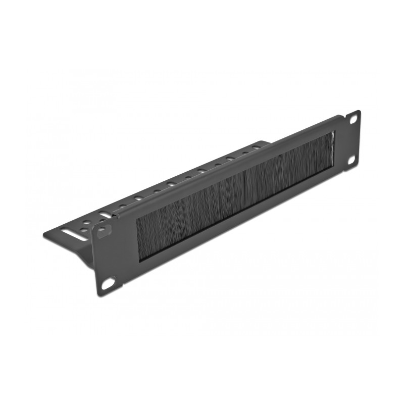 Delock 10″ Kabelmanagement Bürstenleiste mit Kabelbefestigung 1 HE schwarz