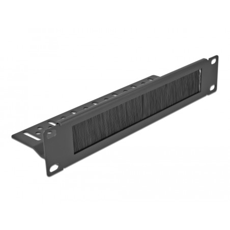 Delock 10″ Kabelmanagement Bürstenleiste mit Kabelbefestigung 1 HE schwarz