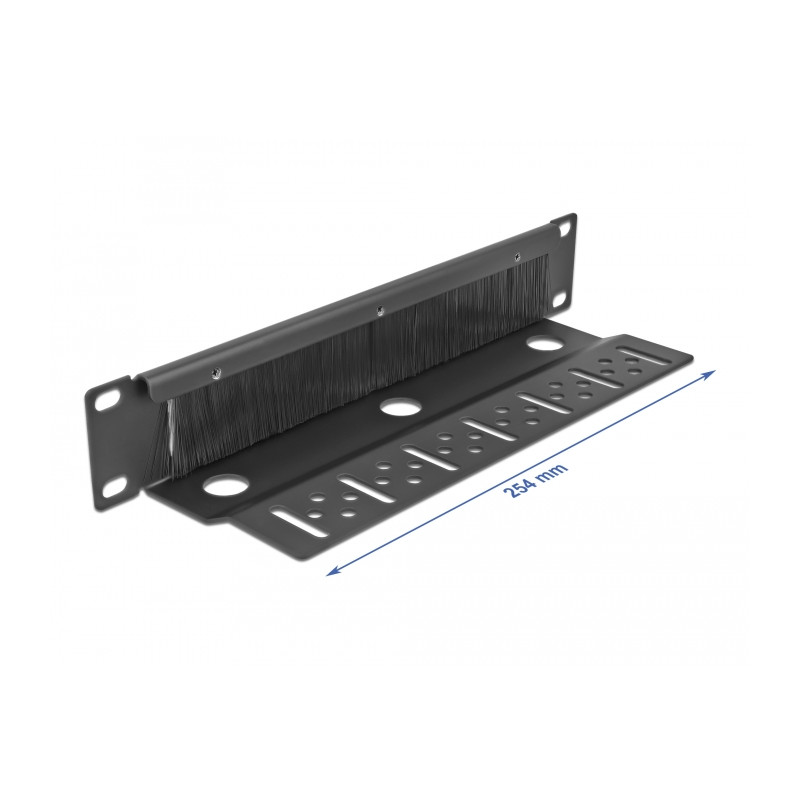 Delock 10″ Kabelmanagement Bürstenleiste mit Kabelbefestigung 1 HE schwarz