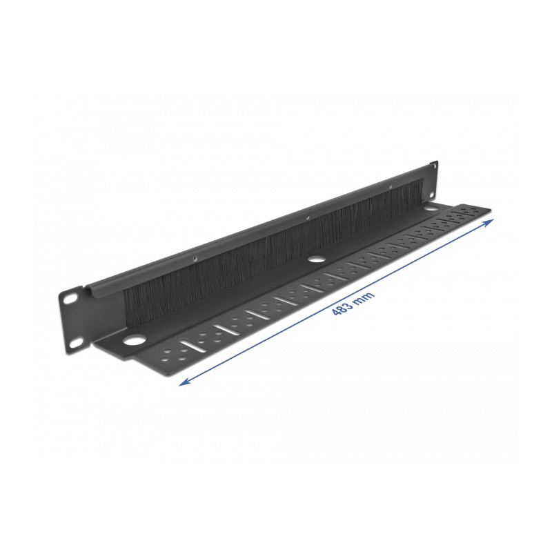 Delock 19″ Kabelmanagement Bürstenleiste mit Kabelbefestigung 1 HE schwarz