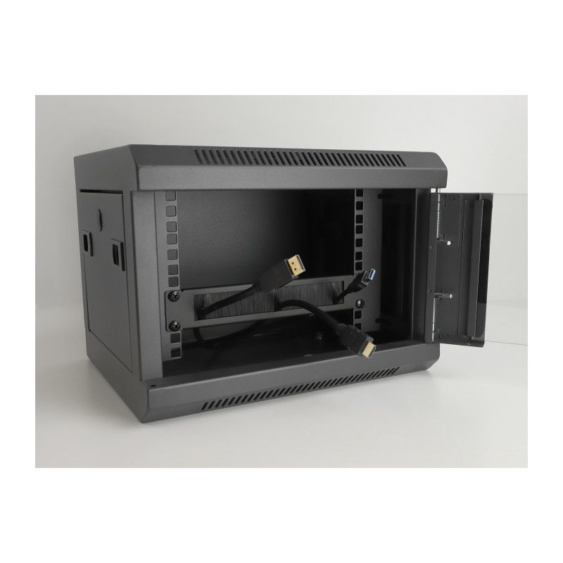 Delock 19″ Kabelmanagement Bürstenleiste mit Kabelbefestigung 1 HE schwarz
