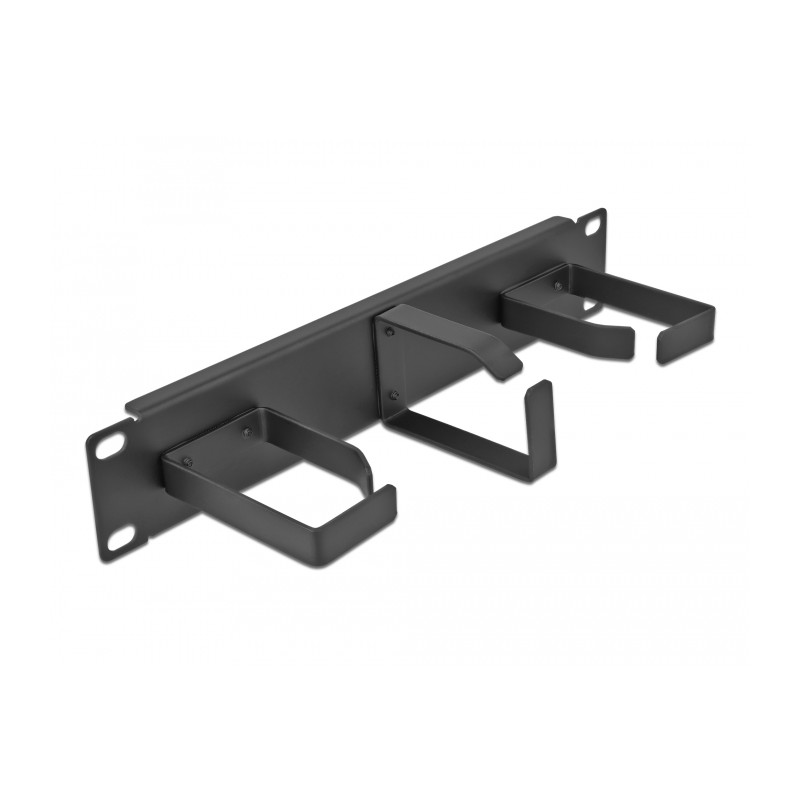 Delock 10″ Kabelmanagement Rangierpanel mit 3 Metall Bügeln (2 x horizontal, 1 x vertikal) 1 HE schwarz