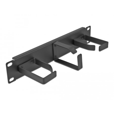Delock 10″ Kabelmanagement Rangierpanel mit 3 Metall Bügeln (2 x horizontal, 1 x vertikal) 1 HE schwarz