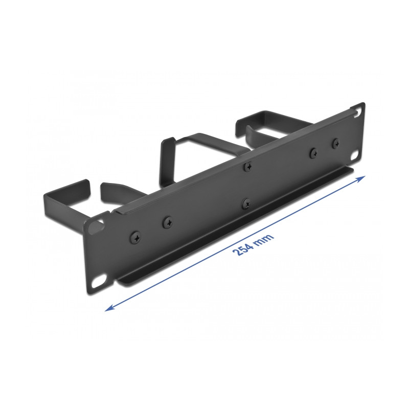 Delock 10″ Kabelmanagement Rangierpanel mit 3 Metall Bügeln (2 x horizontal, 1 x vertikal) 1 HE schwarz