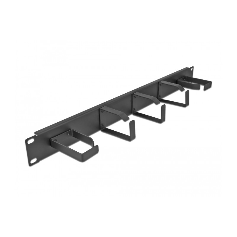 Delock 19″ Kabelmanagement Rangierpanel mit 5 Metall Bügeln (2 x horizontal, 3 x vertikal) 1 HE schwarz