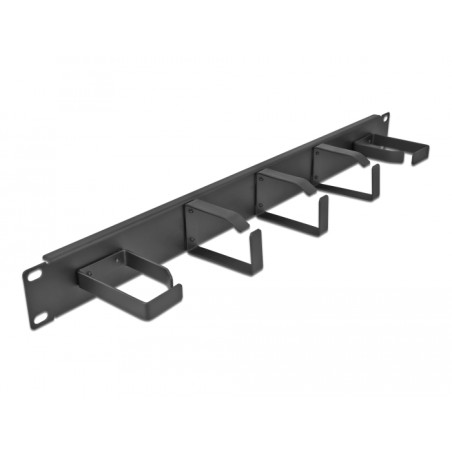 Delock 19″ Kabelmanagement Rangierpanel mit 5 Metall Bügeln (2 x horizontal, 3 x vertikal) 1 HE schwarz