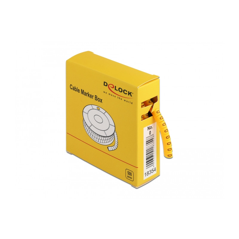 Delock Kabelmarker Box, Nr: 0, gelb, 500 Stück