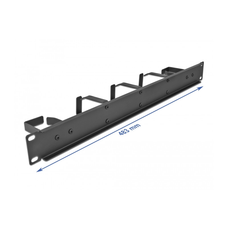 Delock 19″ Kabelmanagement Rangierpanel mit 5 Metall Bügeln (2 x horizontal, 3 x vertikal) 1 HE schwarz
