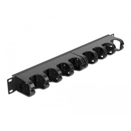 Delock 19″ Kabelmanagement Rangierpanel mit 10 geschlossenen Kabelführungsbügeln 1 HE schwarz