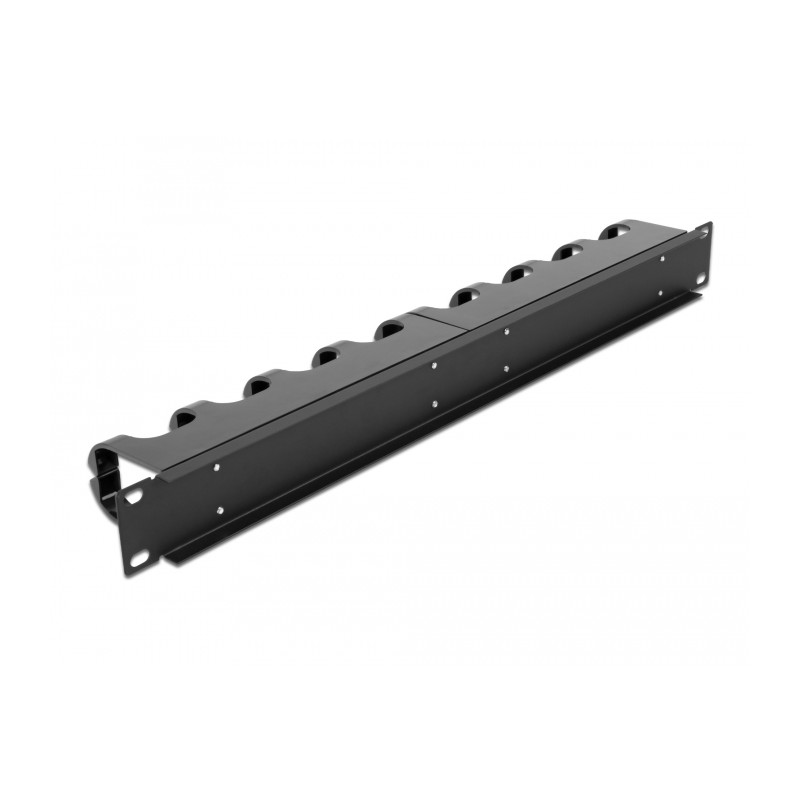 Delock 19″ Kabelmanagement Rangierpanel mit 10 geschlossenen Kabelführungsbügeln 1 HE schwarz