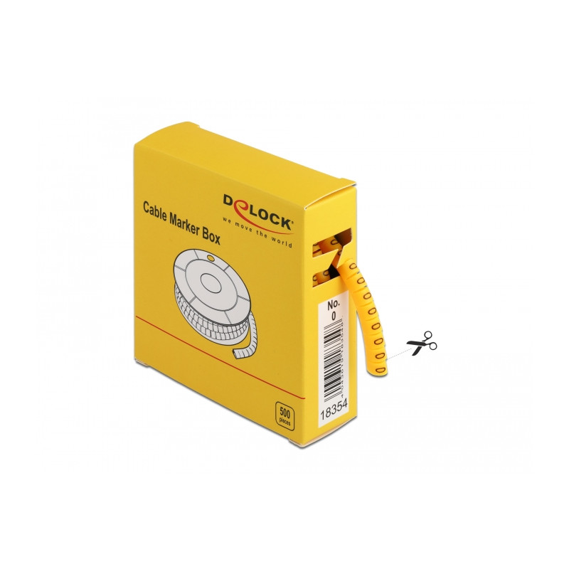 Delock Kabelmarker Box, Nr: 0, gelb, 500 Stück