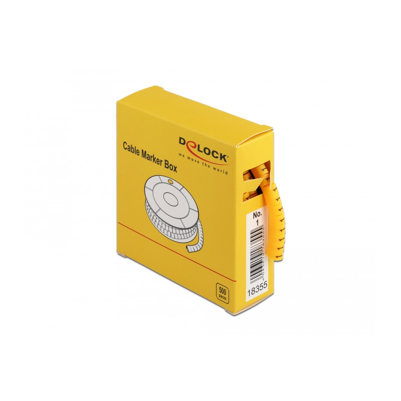 Delock Kabelmarker Box, Nr: 1, gelb, 500 Stück