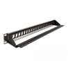 Delock 19″ Keystone Patchpanel 24 Port mit Entlastungsschiene schwarz