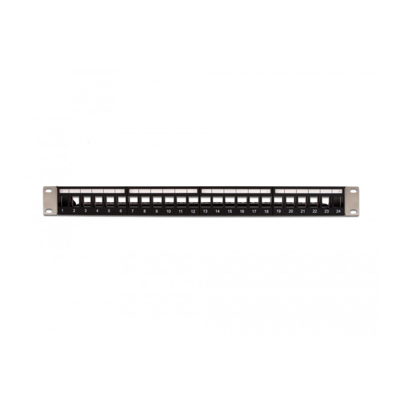 Delock 19″ Keystone Patchpanel 24 Port mit Entlastungsschiene schwarz