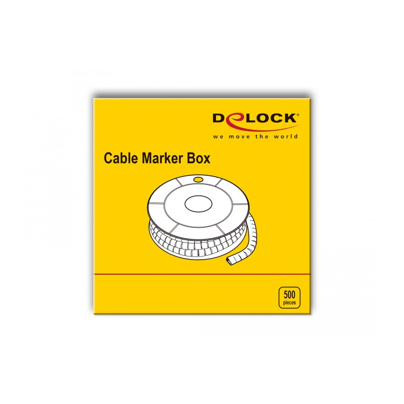 Delock Kabelmarker Box, Nr: 2, gelb, 500 Stück