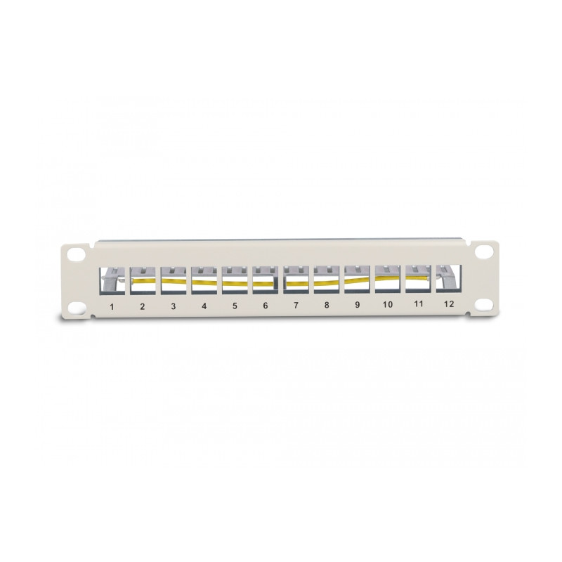 Delock 10″ Keystone Patchpanel 12 Port mit Entlastungsschiene 1 HE grau