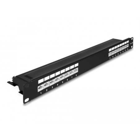 Delock 19″ Patchpanel 16 Port Cat.6A 1 HE schwarz