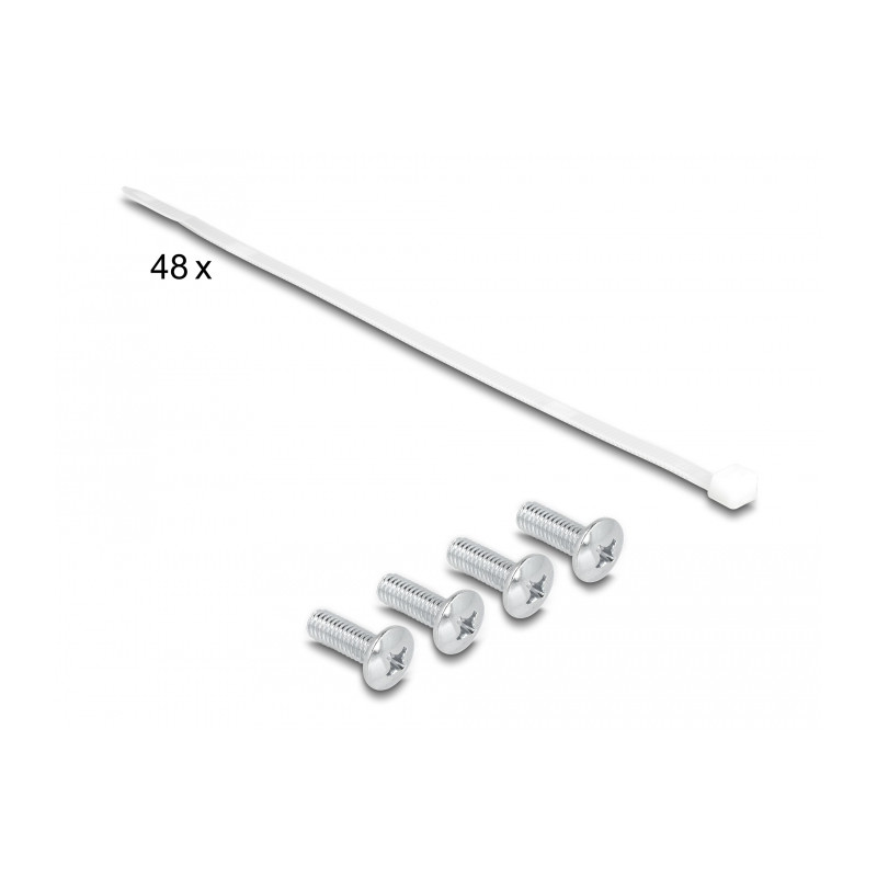 Delock 19″ Keystone Patchpanel 48 Port mit Entlastungsschienen 2 HE grau