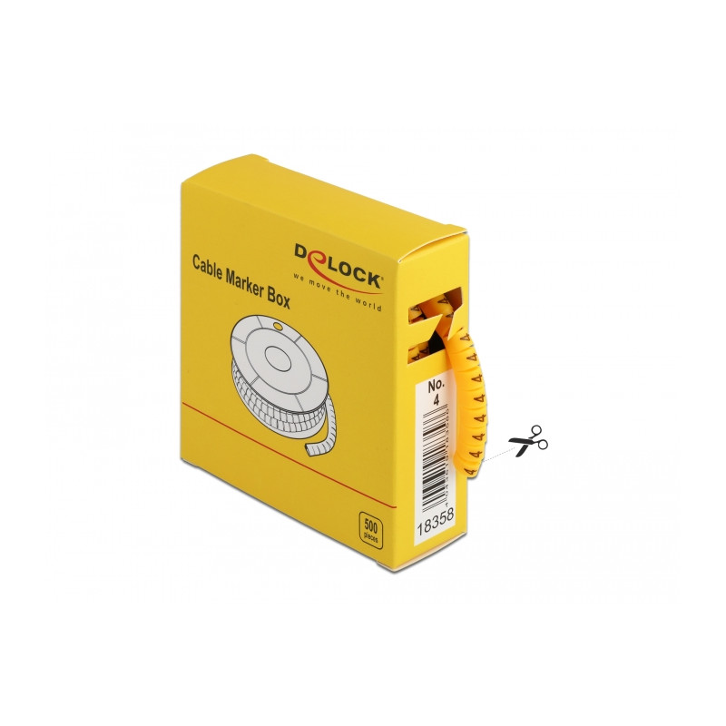 Delock Kabelmarker Box, Nr: 4, gelb, 500 Stück