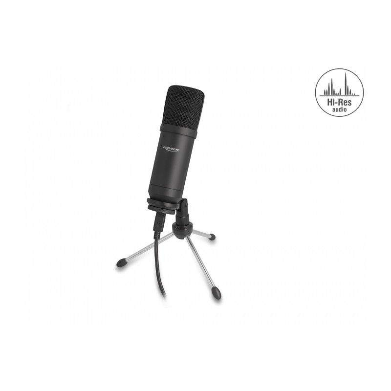 Delock Professionelles USB Kondensator Mikrofon 24 Bit / 192 kHz für PC und Notebook