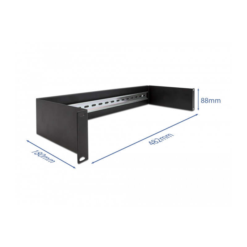 Delock 19″ Hutschienenpanel 2 HE schwarz