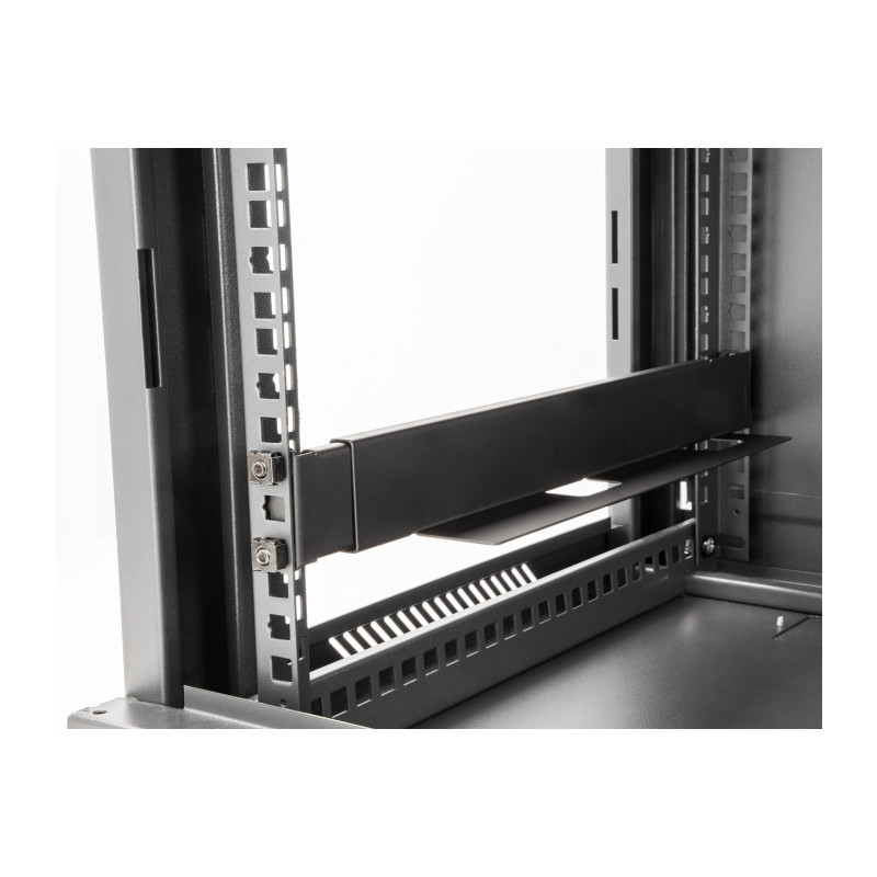 Delock 19″ Tragschiene längenverstellbar 368 - 600 mm für Netzwerkschrank 1 HE schwarz 2 Stück