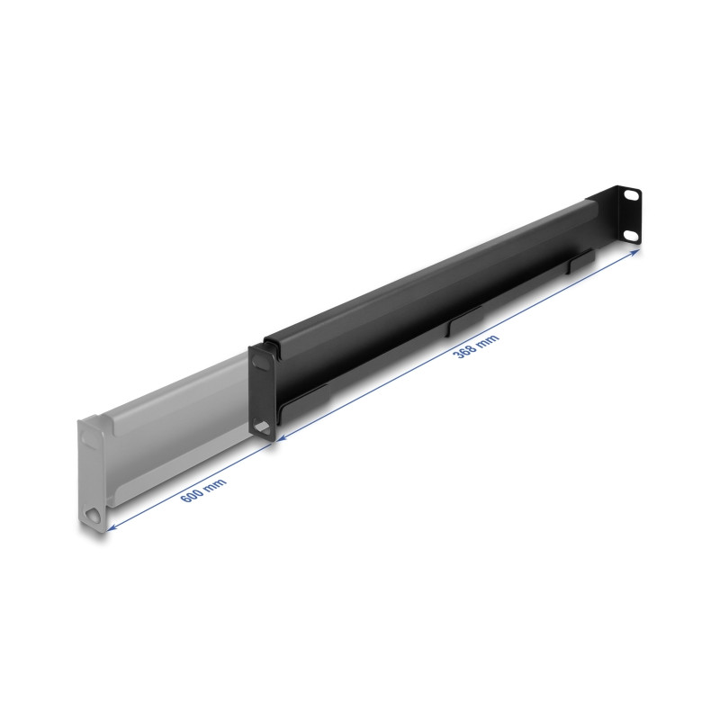 Delock 19″ Tragschiene längenverstellbar 368 - 600 mm für Netzwerkschrank 1 HE schwarz 2 Stück