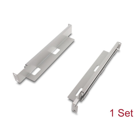Delock 19″ Tragschiene längenverstellbar 368 - 600 mm für Netzwerkschrank 1 HE grau 1 Paar