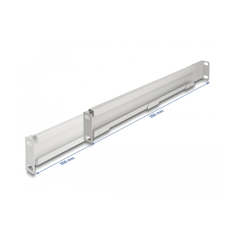 Delock 19″ Tragschiene längenverstellbar 368 - 600 mm für Netzwerkschrank 1 HE grau 1 Paar