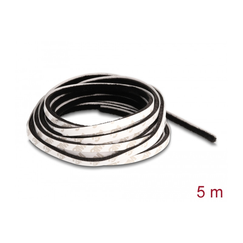 Delock Bürstenstreifen selbstklebend 5 mm - Länge 5 m schwarz