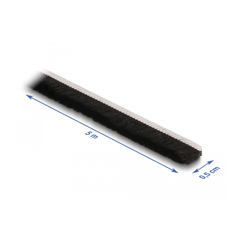 Delock Bürstenstreifen selbstklebend 5 mm - Länge 5 m schwarz