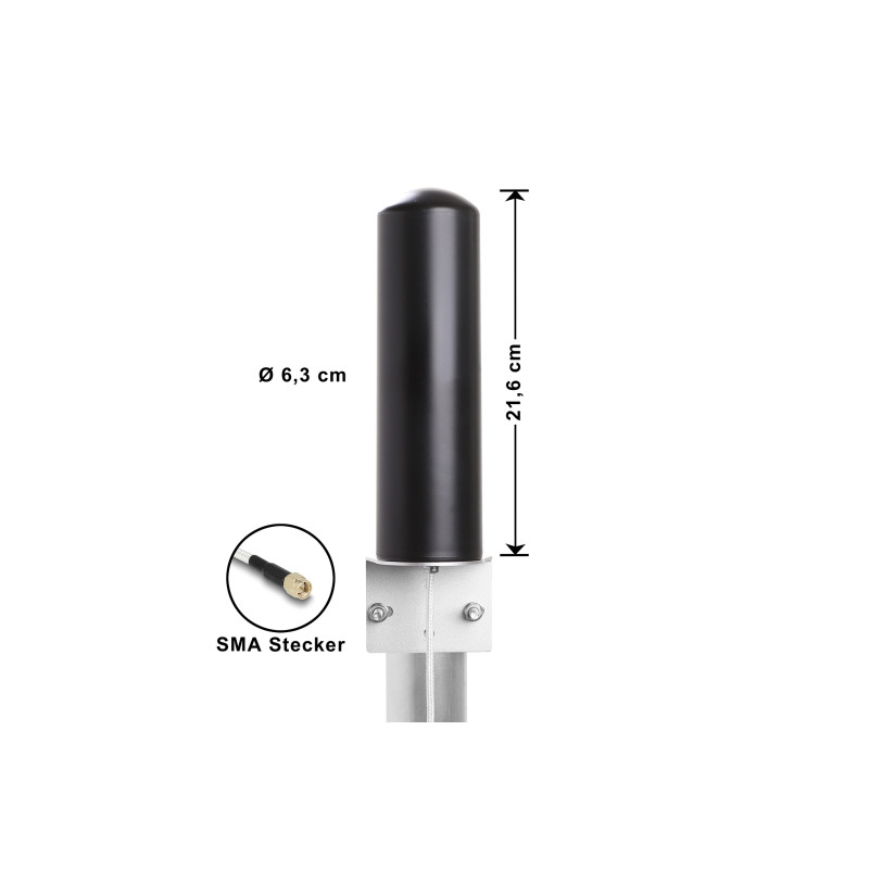 Delock 5G LTE Antenne SMA Stecker 3 - 5 dBi starr omnidirektional Wand- und Mastmontage outdoor schwarz