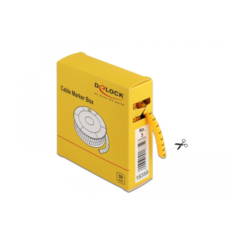 Delock Kabelmarker Box, Nr: 5, gelb, 500 Stück