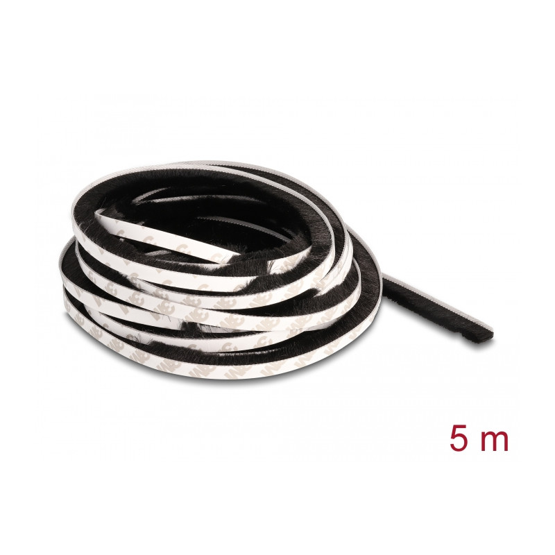 Delock Bürstenstreifen selbstklebend 10 mm - Länge 5 m schwarz