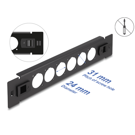 Delock 10″ D-Typ Patchpanel 6 Port werkzeugfrei schwarz