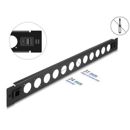 Delock 19″ D-Typ Patchpanel 12 Port werkzeugfrei schwarz