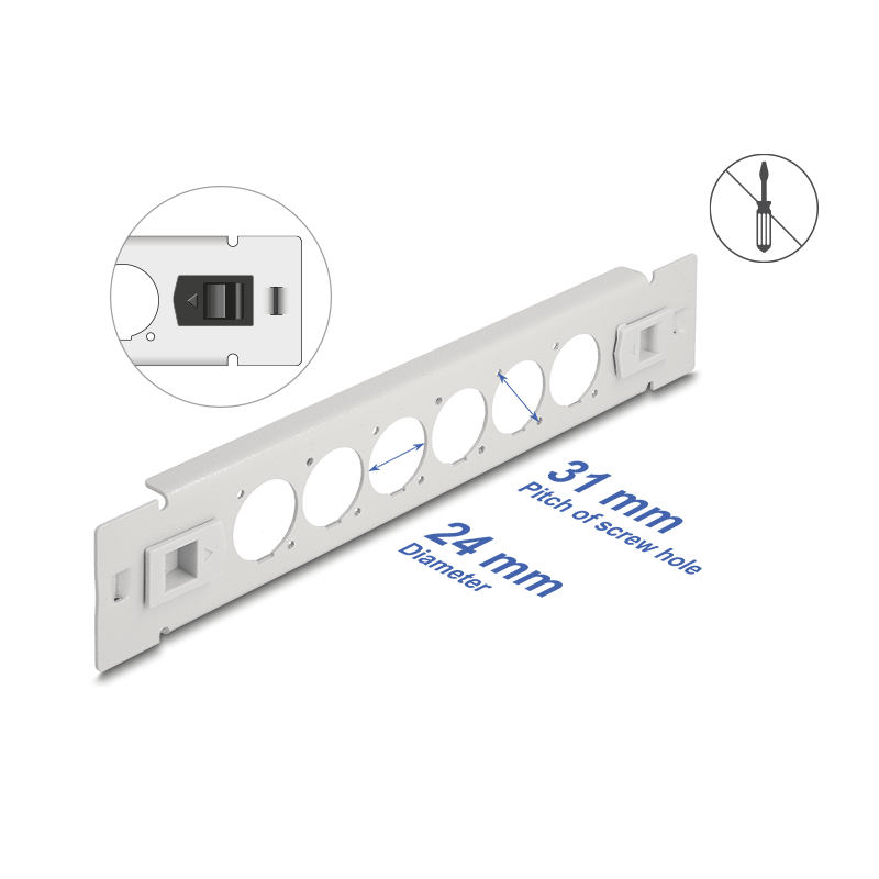 Delock 10″ D-Typ Patchpanel 6 Port werkzeugfrei grau