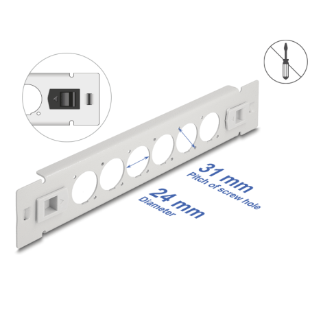 Delock 10″ D-Typ Patchpanel 6 Port werkzeugfrei grau