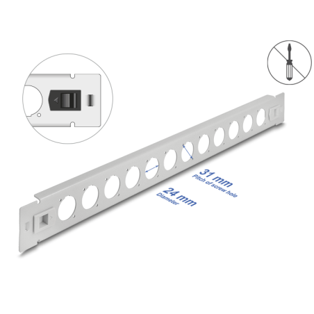 Delock 19″ D-Typ Patchpanel 12 Port werkzeugfrei grau