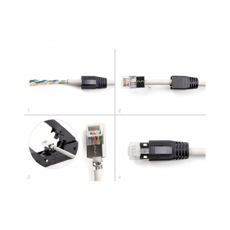 Delock RJ45 Modularer Stecker mit Zugentlastung Cat.6A, Cat.7 und Knickschutztülle 25er Set