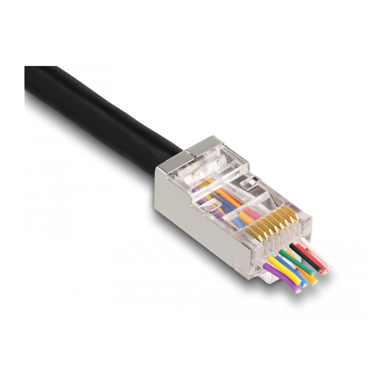 Delock RJ45 Modularer Stecker mit vorderer Öffnung (easy connect) Cat.6 und Knickschutztülle 50er Set