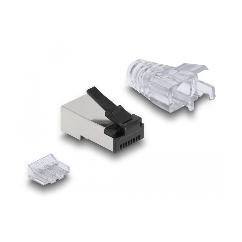 Delock RJ45 Modularer Stecker mit robuster Rastnase Cat.6 und Knickschutztülle 50er Set