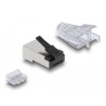 Delock RJ45 Modularer Stecker mit robuster Rastnase Cat.6 und Knickschutztülle 50er Set